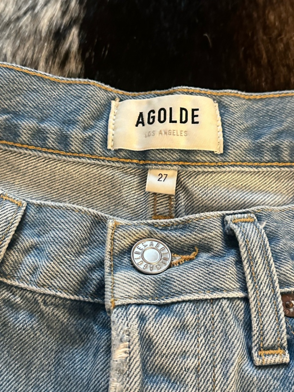 Agolde Light Blue Distressed Cutoff Denim Shorts - Picture 2 of 3